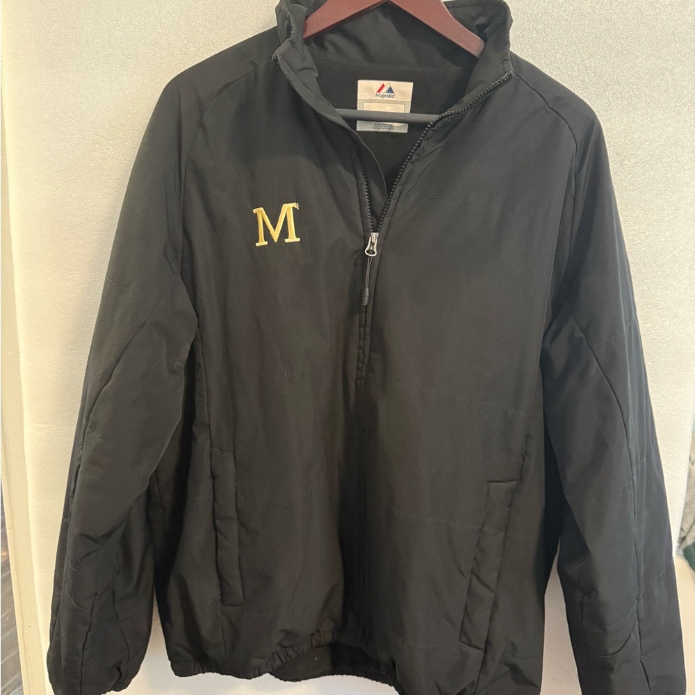 Majestic Black and Gold Athletic Windbreaker